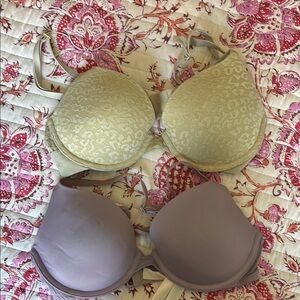 PINK Victoria's Secret Cream and Purple Contour Bras